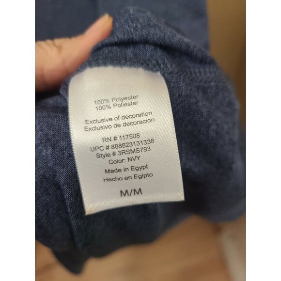 Reebok Mens Play Dry Activewear T-Shirt Medium Navy Crew Neck Short Sleeve Tee - Picture 7 of 8